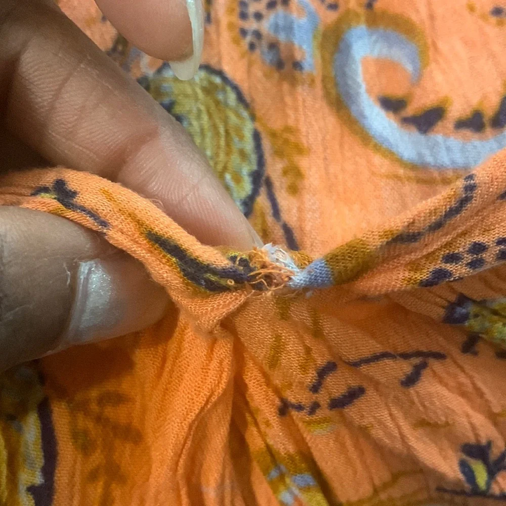 Free People *Flaw Tunic Mini Just The Two Of Us Paisley Orange XS Boho Whimsical